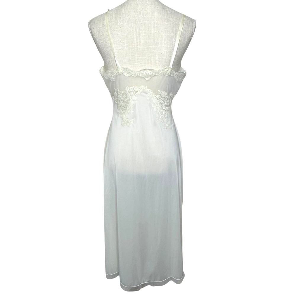 Vintage‎ Vanity Fair Full Slip Dress Size 36 Light Yellow Lace Pleats - Picture 2 of 12